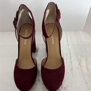 Sun Stone Women's Block Heel Platform Pumps Red Size 9.5 Party Shoes